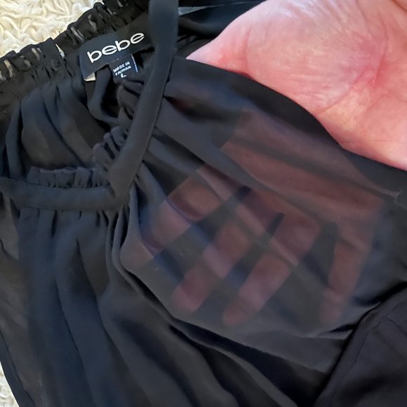 Bebe Black/Sheer Sleeveless Blouse - Picture 3 of 5